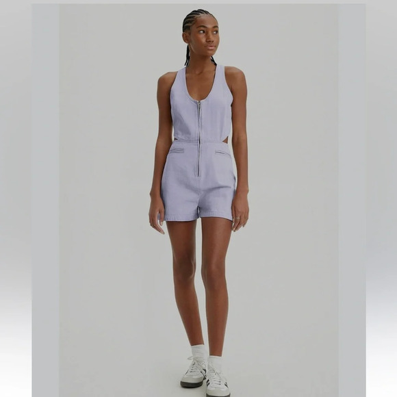 Levi's Radon Cut-Out Women Romper Purple Size Medium Pocket Soft Downtown Girl - Picture 2 of 14
